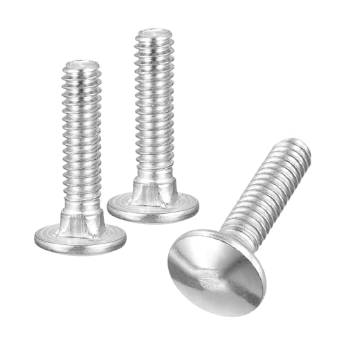 Image of uxcell 1 /4-20x1 Carriage Bolt, 10pcs Round Head Square Neck Screws, 304 Stainless Steel, Fully Threaded, Silver
