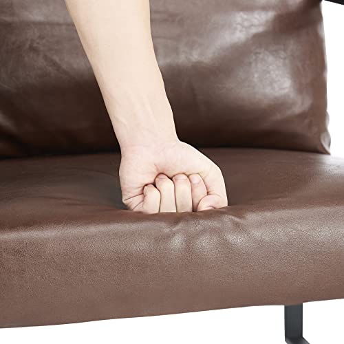 Gatroty Pu Leather Accent Chair- Mid-Century Modern Upholstered Armchair For Living Room, Waiting Room, Bedroom, Office,Outdoor Furniture With Extra-Thick Padded & Metal Frame, Brown #TOP7