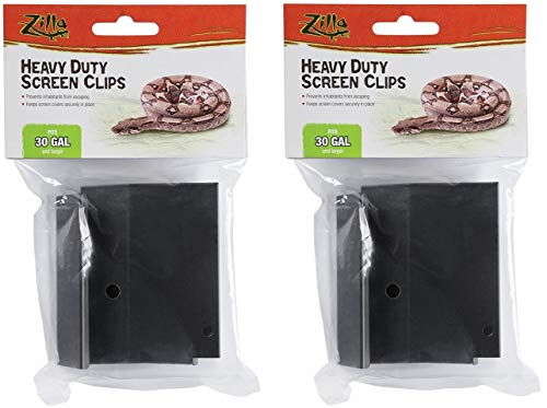screen lid for 40 gallon tank - (2 Pack) Zilla Reptile Terrarium Covers Heavty Duty Screen Clips, Large 30Gallon or Larger, 2 Clips each