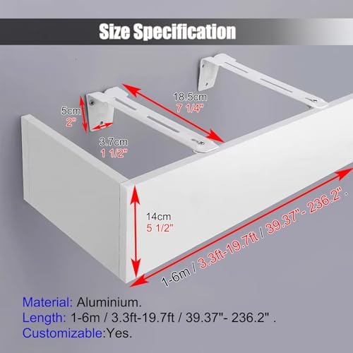 Wall-Mounted Decorative Cornice Box for Drapes & Valance, Trackless Divider Rod, 480cm (15.7ft) Home Decor Solution, Stylish Window Treatment Accessory
