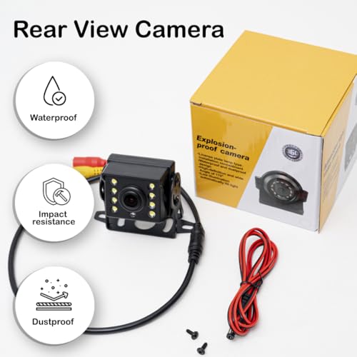 Image of Rear View Backup Camera - 170 Wide Angle, Night Vision, IP68 Waterproof, Super CCD, 800x480 Resolution, 9-36V Compatible, with 8 LED Lights for Cars, Trucks, and RVs