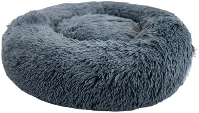 YAGU Cama Antiestres Perro Tipo Donut T-1 (52x52x13 cm) – Cama para Perros y Gatos Suave y Acolchada – Cama Redonda Perro Antiestrés con Tejido Calmante, Lavable y Base Antideslizante - Antracita