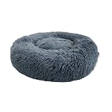 YAGU Cama Antiestres Perro Tipo Donut T-1 (52x52x13 cm) – Cama para Perros y Gatos Suave y Acolchada – Cama Redonda Perro Antiestrés con Tejido Calmante, Lavable y Base Antideslizante - Antracita