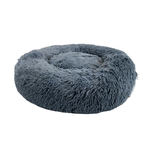 YAGU Cama Antiestres Perro Tipo Donut T-1 (52x52x13 cm) – Cama para Perros y Gatos Suave y Acolchada – Cama Redonda Perro Antiestrés con Tejido Calmante, Lavable y Base Antideslizante - Antracita