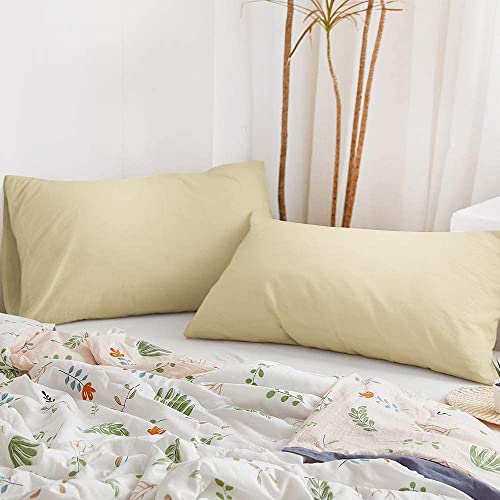 BEDSUM Microfiber Standard Pillowcases Set of 2, Soft Wrinkle Resistant and Easy Care Pillow Cases with Envelope Closure for Kids, 20x26 inches, Khaki by BEDSUM - Image 5