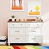 Wampat dresser for kids bedroom with 6 drawers mid century baby dresser wide chest of drawers with storage cabinet organizer for nursery living room whiteoak  urban country home decor