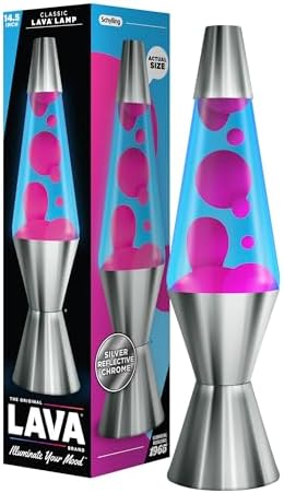 LAVA The Original Lamp - 14.5" Chrome Techno Lamp - Classic Liquid Motion Lamp - Pink and Blue Liquid - Item #2097 (Amazon Exclusive)