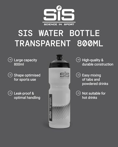 Science in Sport Water Bottle w/Easy Mixing | Clear Squeeze Water Bottle w/Running Lockable Valve - 27 Fluid Ounce - View 4