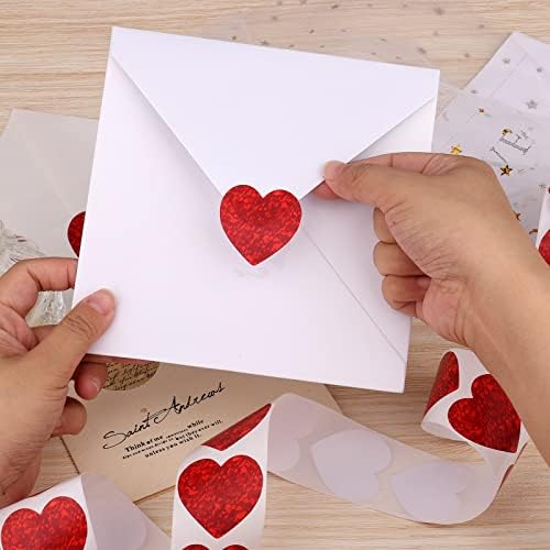 KINBOM 500pcs 1.5 inch Heart Stickers, Red Heart-shaped Stickers Valentine's Day Love Decoration Stickers for Valentine's Day Wedding Birthday Decoration Accessories Anniversaries
