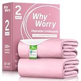 WhyWorry Washable Bed Pads for Adult Incontinence, 34"x36", Pink, 2 Count