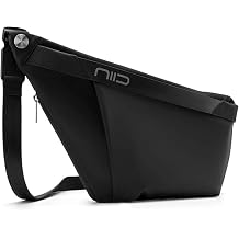 NIID Ultra-Slim Sling Bag for Men Compact Crossbody Chest Bag with Organized EDC Storage, Expandable 30-50 mm Depth, Adjustable Strap with Magnetic Quick-Release Buckle, for Commute Travel, Black