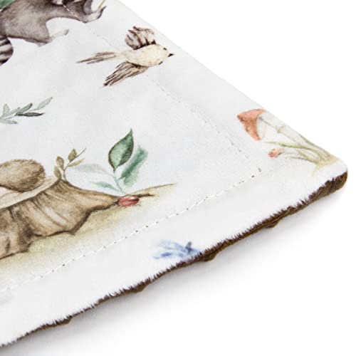 Image of HOMRITAR Baby Blanket for Boys Girls Soft Plush Minky Blanket with Double Layer Dotted Backing for Toddler Nursery with Woodland Animals Printed 30 x 40 Inch (75 x 100 cm)