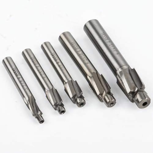BATINO 5 Stück Senker Schaftfräser, CNC Fräser Metall Schaftfräser, HSS-AL M3 M4 M5 M6 M8 4 zapfensenker Flöten Senker Schaftfräse Slot Bohrer zum Fräsen von Kupfer, Aluminium, Stahl, Gusseisen
