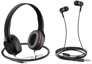 HOCO W24 ENLIGHTEN Wired Headphones & Earphones Set, In-Built Microphone, High Definition Sound, 3.5mm Jack, Black/Gold