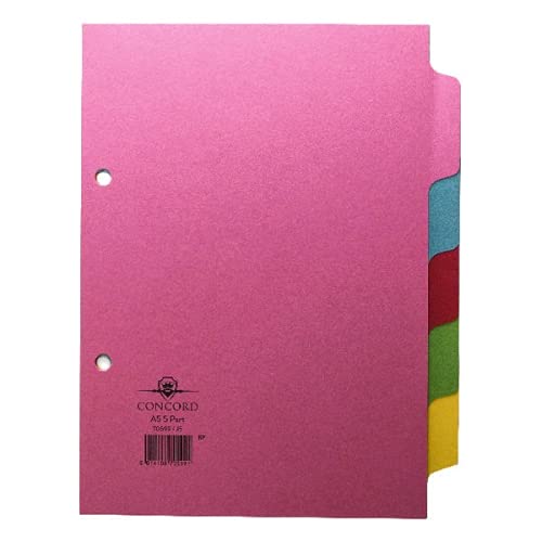 Image of Concord Divider 5-Part A5 160gsm Pastel Colours 70599/J5 (Pack of 10)