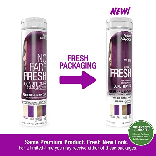 No Fade Fresh Purple Bordeaux Hair Color Depositing Conditioner With Bondheal Bond Rebuilder - Vegan, Cruelty Free - Purple Color, Deep Conditioner Hair Mask - Sulfate, Paraben & Ammonia Free 6.4 Oz #TOP7