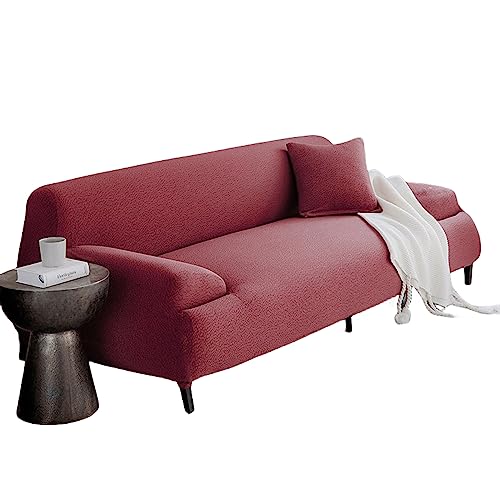 Housse de canapé extensible 1 place rouge épaisse