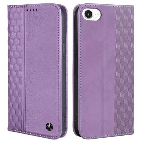 Étui portefeuille iPhone 16E 2025 en cuir PU violet avec porte-cartes et support