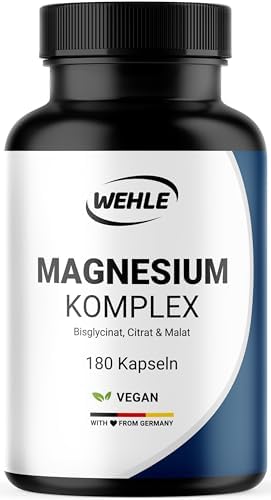 Magnesium hochdosiert – 180 Kapseln – 2250 mg pro Tagesdosis | 3-Fach Komplex: Bisglycinat, Citrat & Malat – vegan, produziert in Deutschland