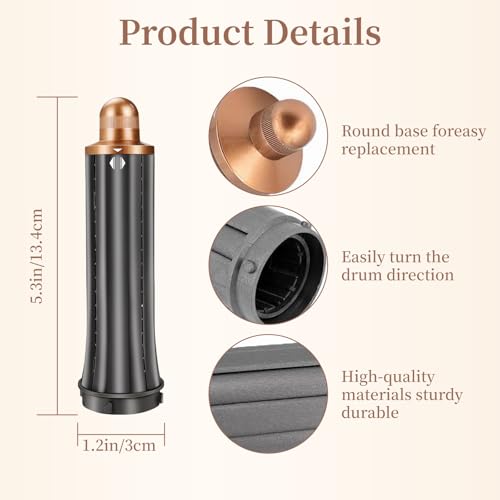 1.2 Inch/ 30MM Short Hair Curling Barrels for Dyson Airwrap Styler Attachment, 2 in 1 Styler Short Hair Barrels Automatic Curling Barrels for Dyson HS01 HS05, Gold