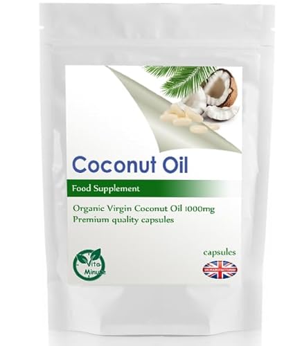 Extra Virgin Coconut Oil 1000mg Softgel Capsules, Cold Pressed MCT Rich for Brain, Skin & Hair Support (Pack of 180)