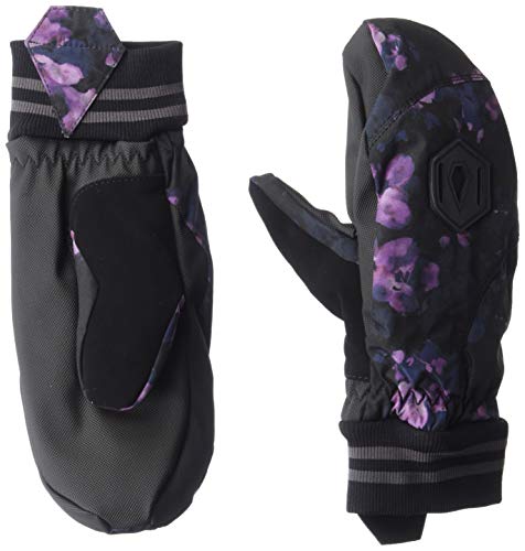 Volcom Women's Bistro Waterproof Snow Mitt, Black Floral Print/Multi, Small