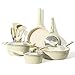 CAROTE Set Poele et Casserole Antiadhésive 12 Pièces, Poele Induction 20/26cm, Sauteuse 30cm, Casserole 1,8L/4,3L, Batterie de Cuisine Induction avec Couvercle, Ustensile de Cuisine