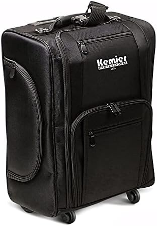 Kemier Portable Cosmetic Organizer,Soft-Sided Nylon Rolling Makeup Case with Pouches,Black