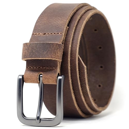 Ashford Ridge Made in England 34mm (1.25') Full Hide Leather Belt - Soft Vintage Brown Medium