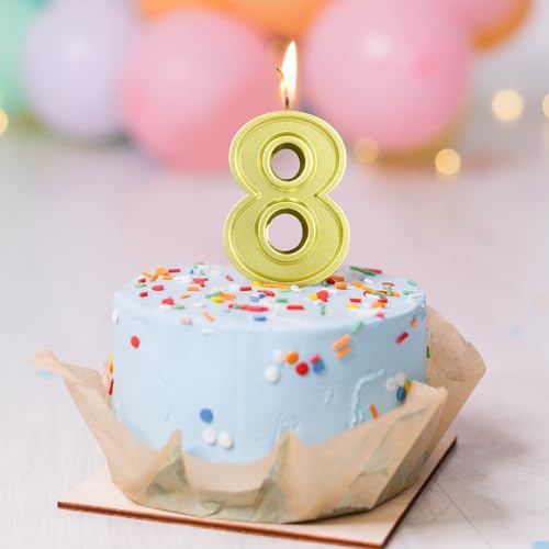 BEAN LIEVE Gold Birthday Candles Number 8, Gold Number Candles, Cake Number Candles for Birthday Parties and Wedding Anniversary Celebrations - Thumbnail 4