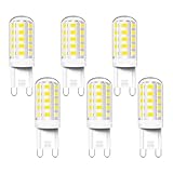 Akynite Bombilla G9 LED 4W Luz Fría 6000K, 400LM, 33 SMD LEDs, Equivalente a Halógena G9 40W 33W, No Regulable, LED Casquillo G 9 230V para Luz Espejo de Baño, Luz de Pared Interior, pack de 6