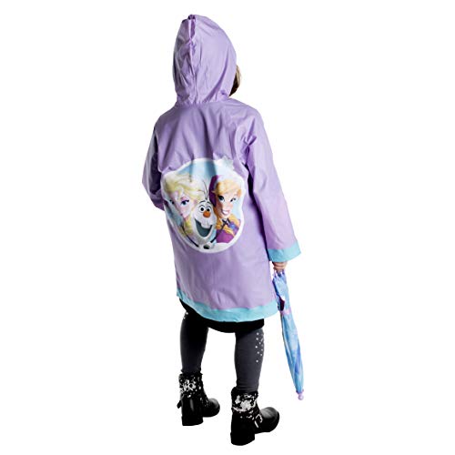 Disney Girls Frozen Kids Umbrella And Slicker, Elsa And Anna Rainwear Set For Age 2-7 Umbrella, Light Purple, Medium 4-5 Us #TOP7