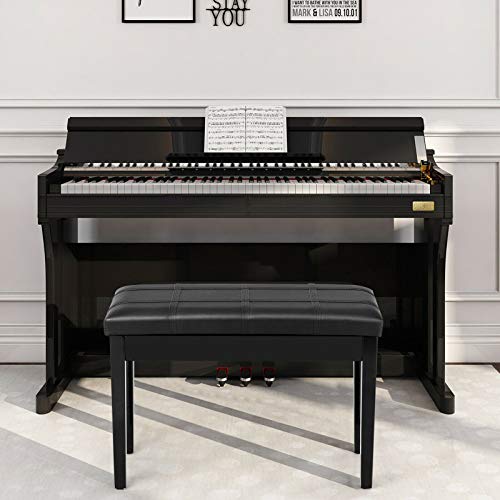 Comfortable Stylish Piano Wood Bench Leather Padded Keyboard Seat Padded Double Duet Wood With Storage Lightweight And Easy To Move #TOP2