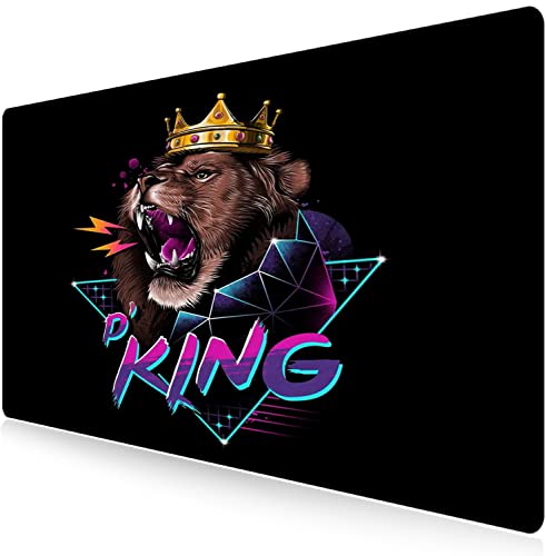 Large Gaming Mouse Pad Extended Desk Mat 31.5x11.8 in Mouse Pad Non-Slip Rubber Base Keyboard Pad Waterproof Desktop Mat for Laptop Computer Work Game Home Office-Lion