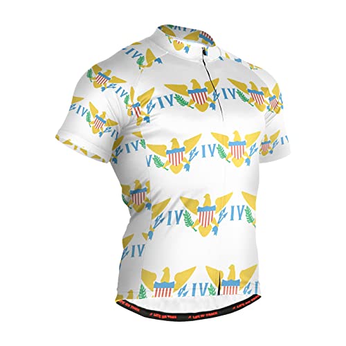 Virgin Islands Us Flag Mens Cycling Jersey Short Sleeve Bike Jacket Biking Bicycle Jersey Shirt