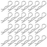 BokWin 24 Pack Silver Galvanized R Clips, Hitch Pins Clip, Spring Retaining Wire & Cotter Pins Kit for Trailer & Tractor Equipment - Hair Pins Heavy Gauge Industrial-Strength (3x60mm)