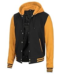 Yellow & Black Hooded Varsity Jacket