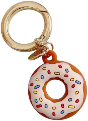 tenghong2021 3D Donuts Dessert Silicone Cover for Airtag Case Keychain Holder Anti-Lost Shockproof Protective Cover
