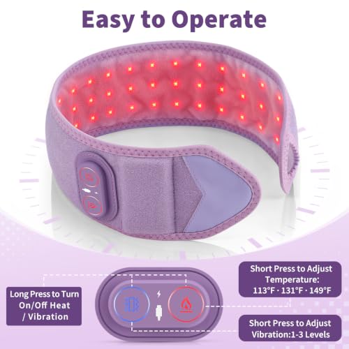 Image of Cordless Wrist Hand Heating Pad Massage for Pain Relief, Rechargeable Heated Wrist Brace for Carpal Tunnel, Red Light Therapy Heated Wrist Massager Wrap for Arthritis, Purple