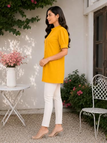 Image of Yash Gallery Womens Rayon Solid Relaxed Fit Casual Top Women & Girls