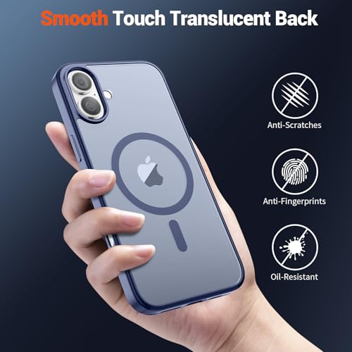 Image of SUPFINE Magnetic for iPhone 16 Plus Case (Compatible with MagSafe) (Military Grade Drop Protection) Slim Translucent Matte Shockproof with Anti-Fingerprint Phone Case,Lavender Gray