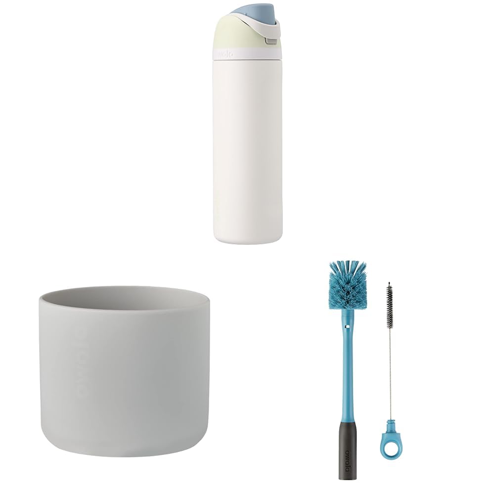 Owala FreeSip 32oz Insulated Bottle with Silicone Boot & Cleaning Brush Set