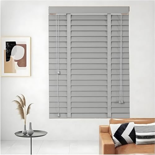 Jalousetten Schwarz Verdunklung Jalousien 50mm Lamellen Holzjalousie Innen Horizontale Holz Jalousie Für Türen Fenster 130x160cm 140 x 183 m 160x230cm(Gray)