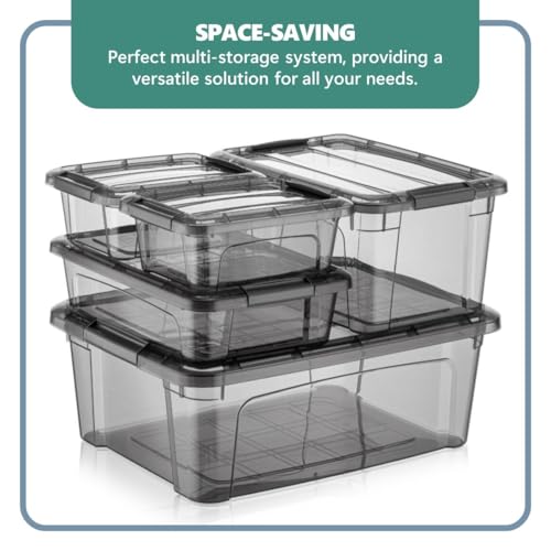 Tribello 12.5 Quart Storage Bins with Lids, Plastic Storage Containers with Latching Lids For Organizing - Tinted - (15.5’ x 12” x 6”) - Set of 2 - Made in EU by Tribello - Image 5