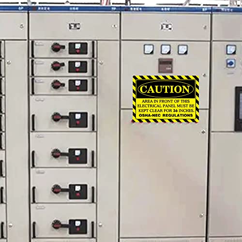 4 Pack Caution Area in Front of This Electrical Panel Must Be Kept Clear for 36 Inches Sign OSHA Labels 7\"x10\" Electrical Safety Sign Vinyl Stickers Do Not Block Electrical Panel Floor Decal - Thumbnail 2