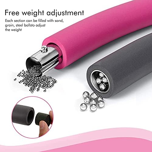 Benewell Hula Hoop Adults, Fitness Hula Hoop for Weight Loss and Massage, 8 Detachable Hula Hoop Sections Made of Stainless Steel Material-Multicolor