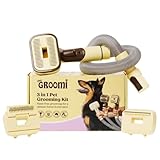 GROOMI Vacuum Pet Brush Kit – 3‑in‑1 Dog & Cat Grooming Tool, Self‑Cleaning Deshedding Brush & Pet Hair Remover, Universal Vacuum Attachment Including Dyson, Short, Medium & Long Fur, All Breeds