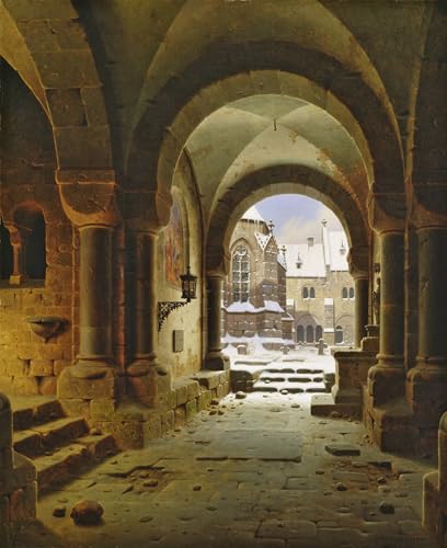 Impression sur toile la porte du monastère en hiver pour décoration de salon élégante