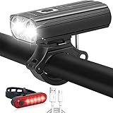 【2 LED 1000 LUMEN OUTPUT】La luz delantera para bicicleta viene con 2 cuentas de luz LED, su potente intensidad de 1000 lúmenes, Ilumina tu camino nocturno. y está equipado con luces traseras de bicicleta para Haz tu viaje más seguro.