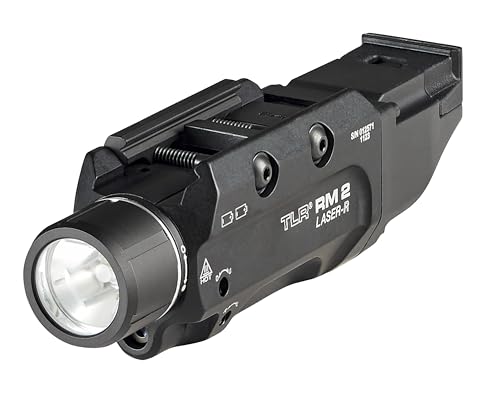 Streamlight 69448 TLR RM 1000-Lumen Rail-Mounted Tactical Light with Integrated Red Laser, Includes Key Kit and 2X CR123A Lithium Batteries, Black, Box